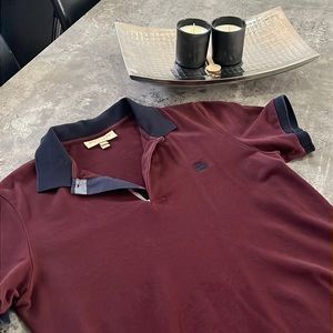 Burgundy polo with blue detail